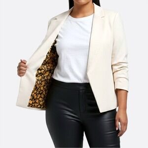 Scotch & Soda Chic Sculpted Cream Blazer with Bold Floral Lining 0X L Old Money